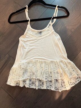 Rue21 Cream Lace-Trim Double Ruffle Camisole